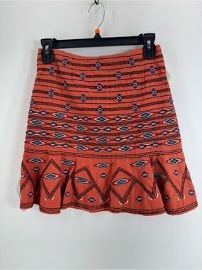 ⚙️ 3For$30 ⚙️ Anthro Rust Orange Embroidered Mini Skirt